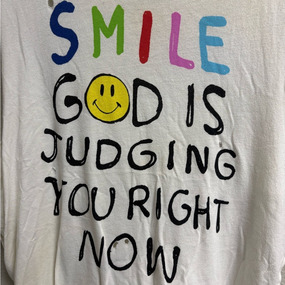 UNIF “Smile God Is Judging You Right Now” Distressed Muscle Tank Size Large